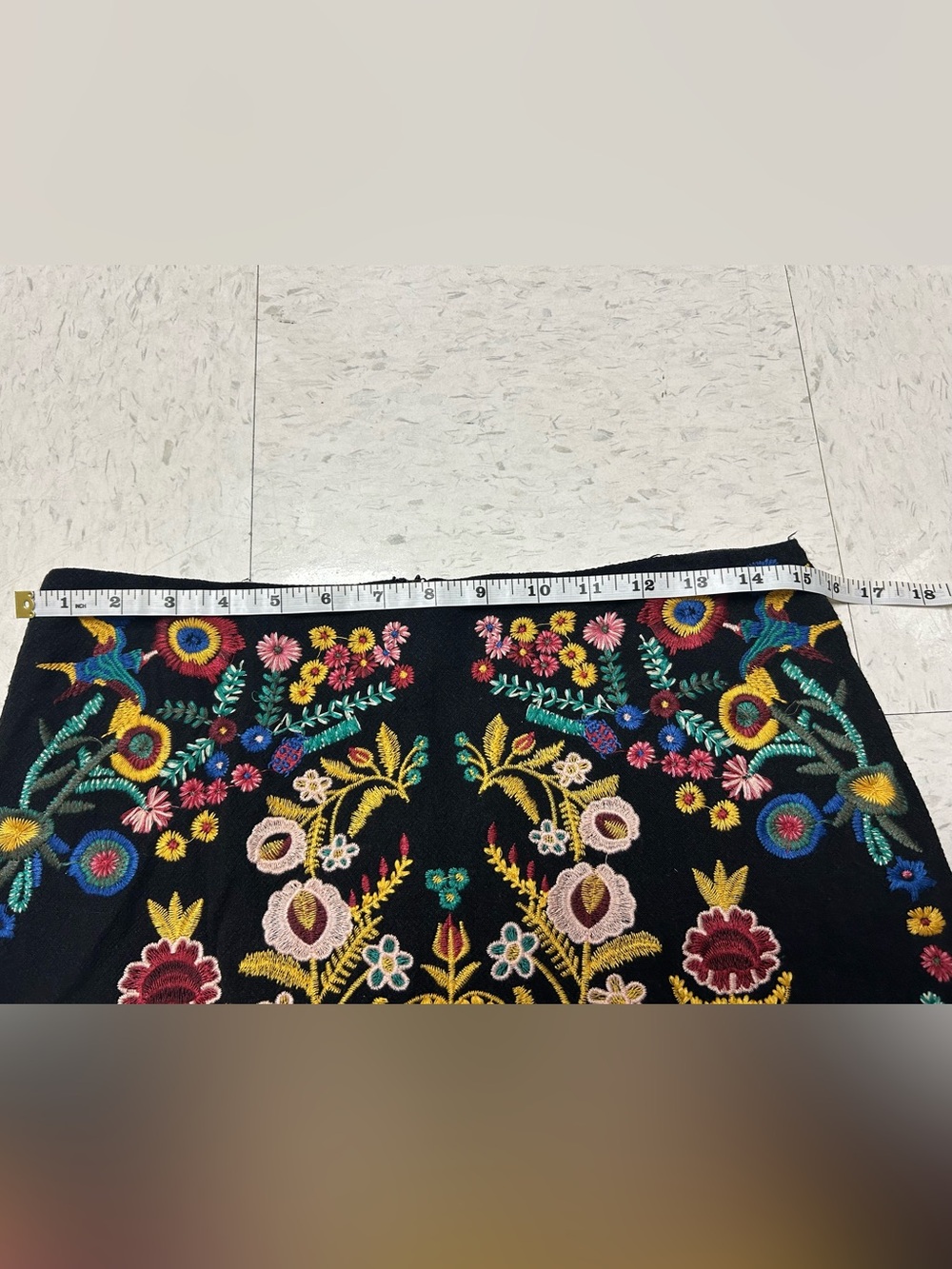 Umgee Black Embroidered Floral Mini Skirt Boho Folk Medium Boho Cottagecore - Picture 5 of 6